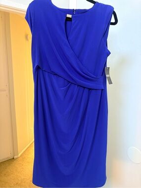 MSK Royal Blue Sleeveless Draped Midi Dress